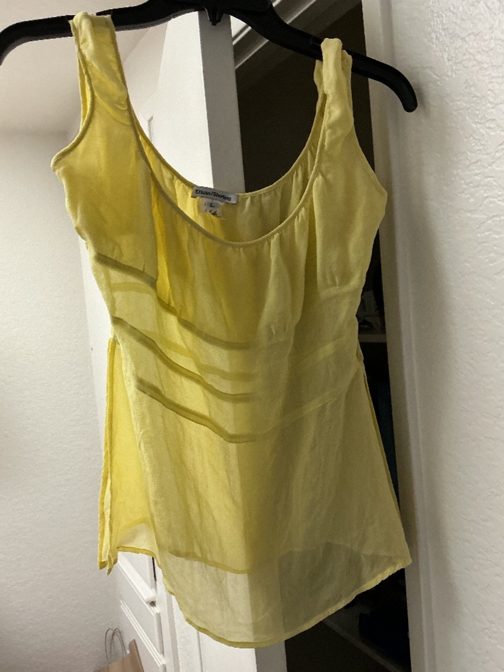 Vintage 100 percent silk bustier peasant top yellow 1990